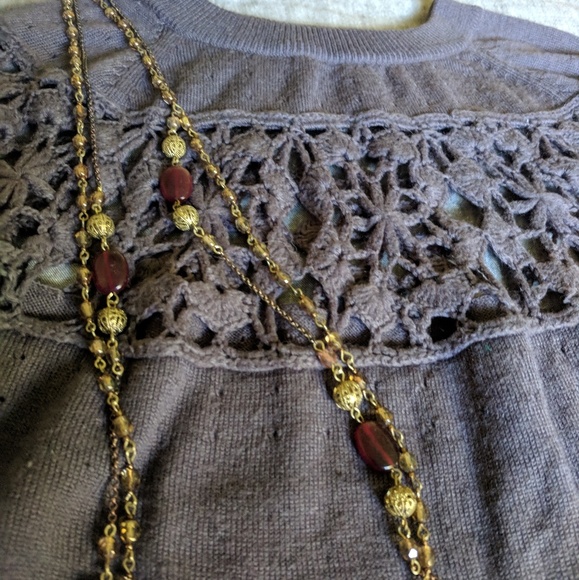 Lux crochet & pointelle peek-a-boo sweater - Picture 3 of 4